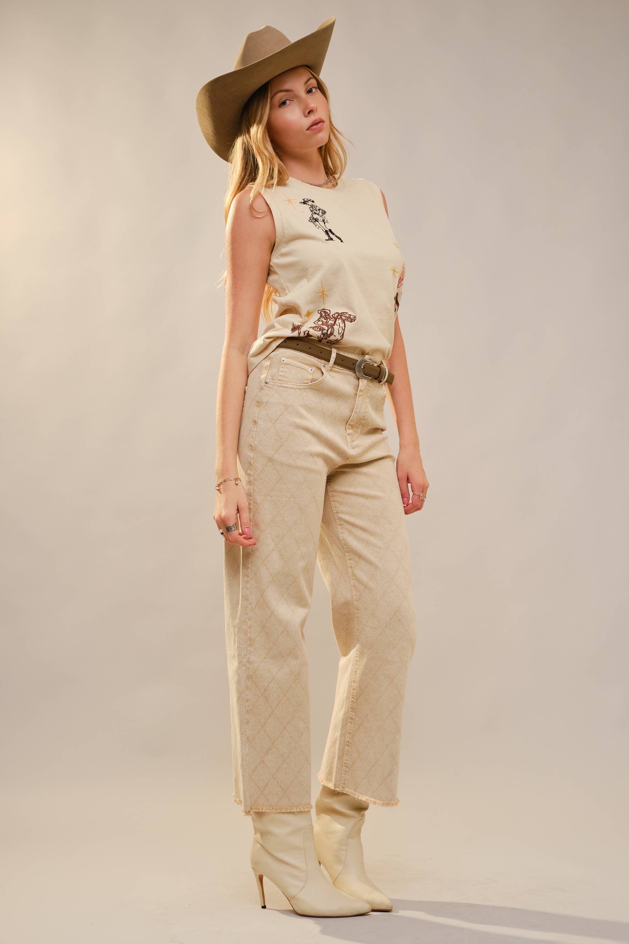 Western Motif Embroidered Sleeveless Top - The BLVD