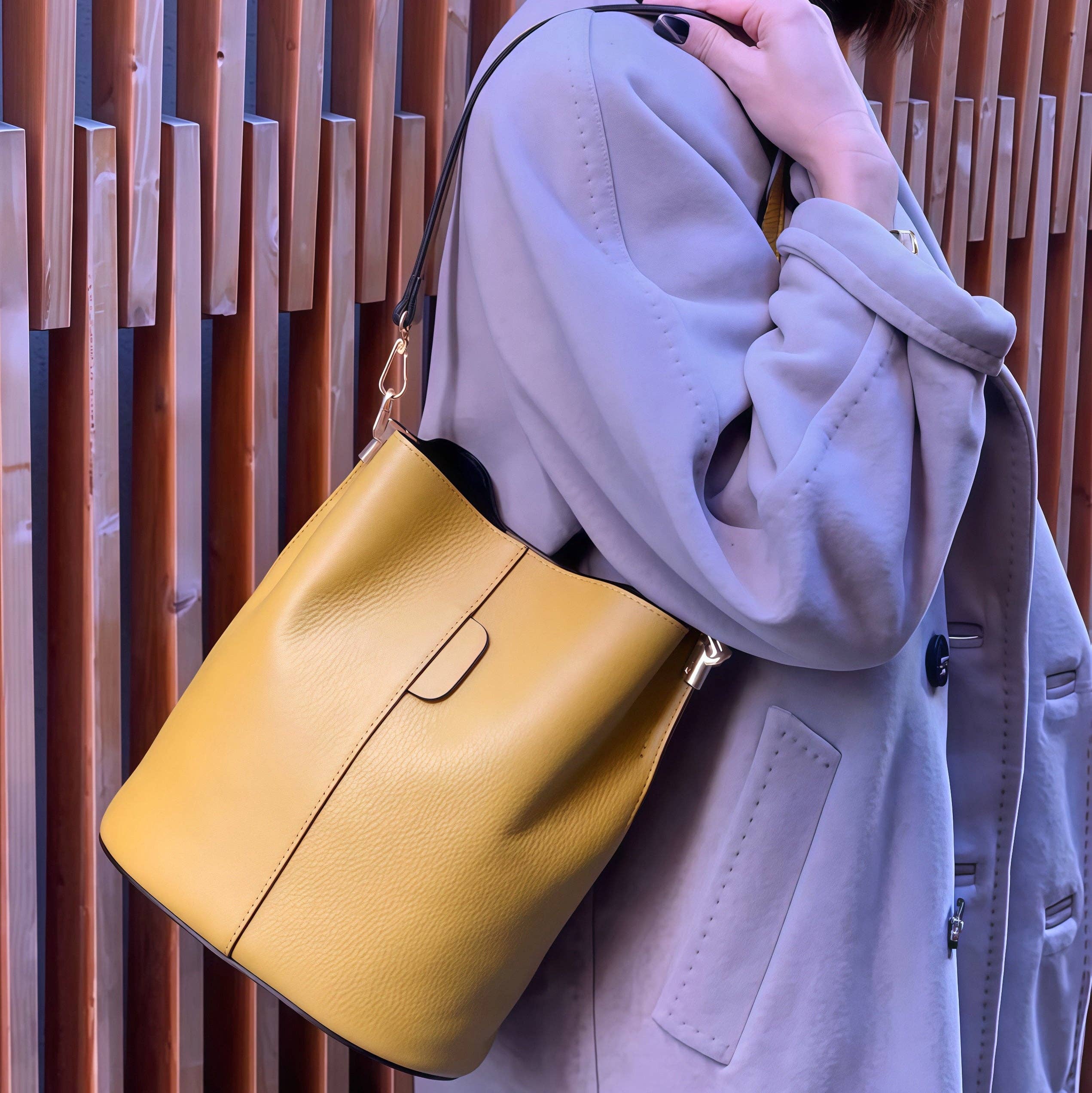 Giulia bucket bag in genuine leather accessory - full view - BLVD Boutik