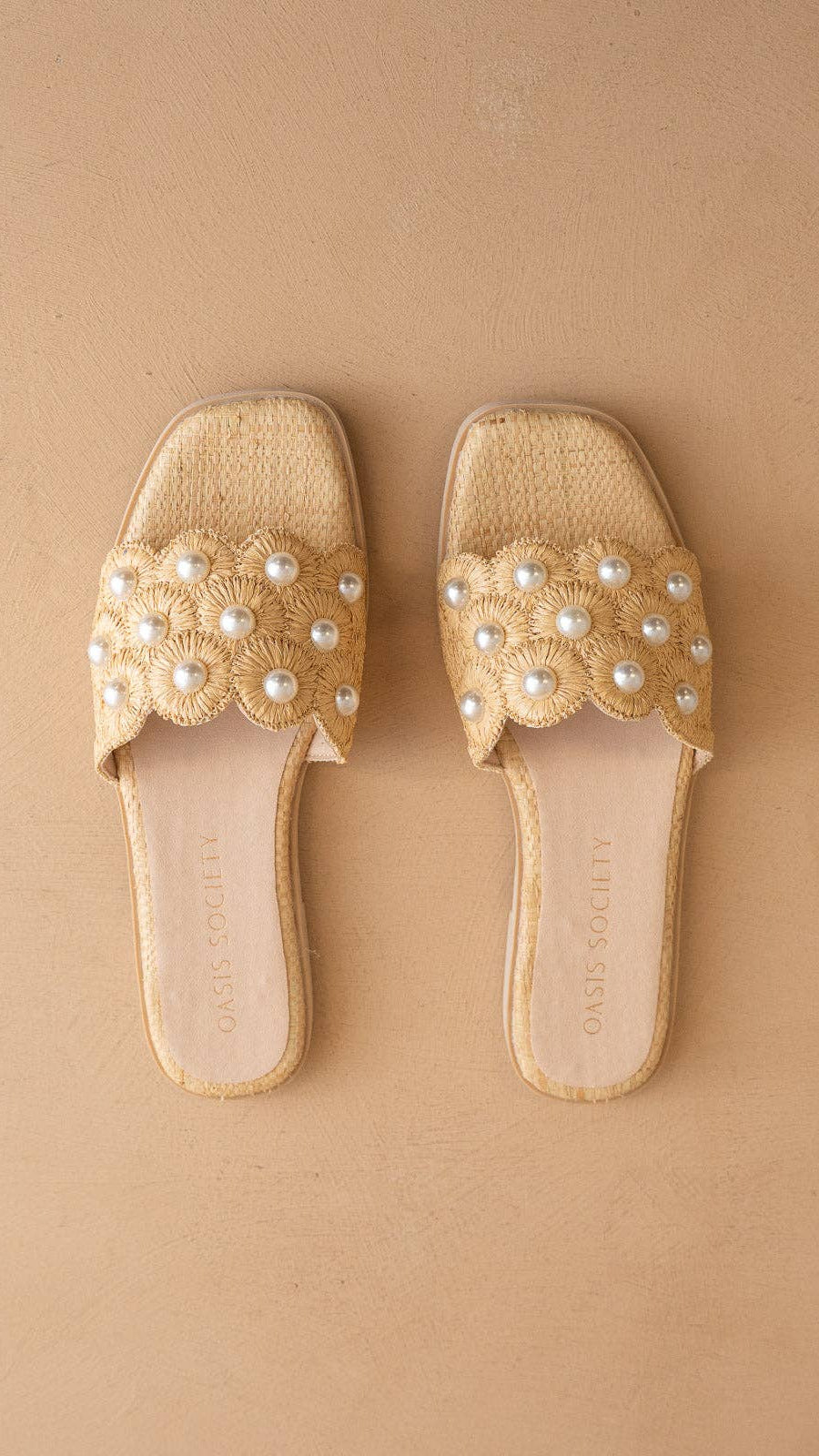 The Cathleen | Natural Pearl Raffia Slide Sandal