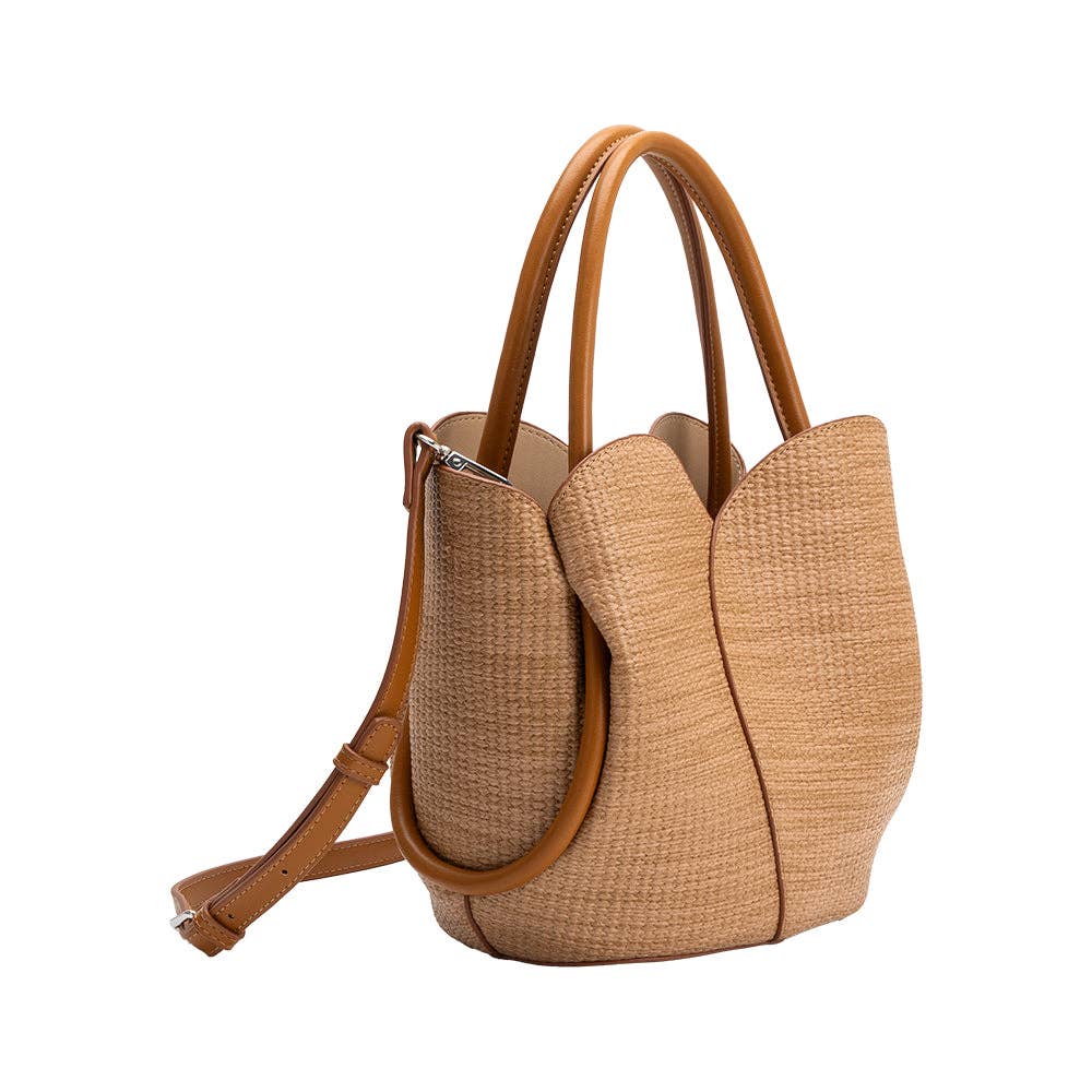 Tulip Raffia Midi Bag