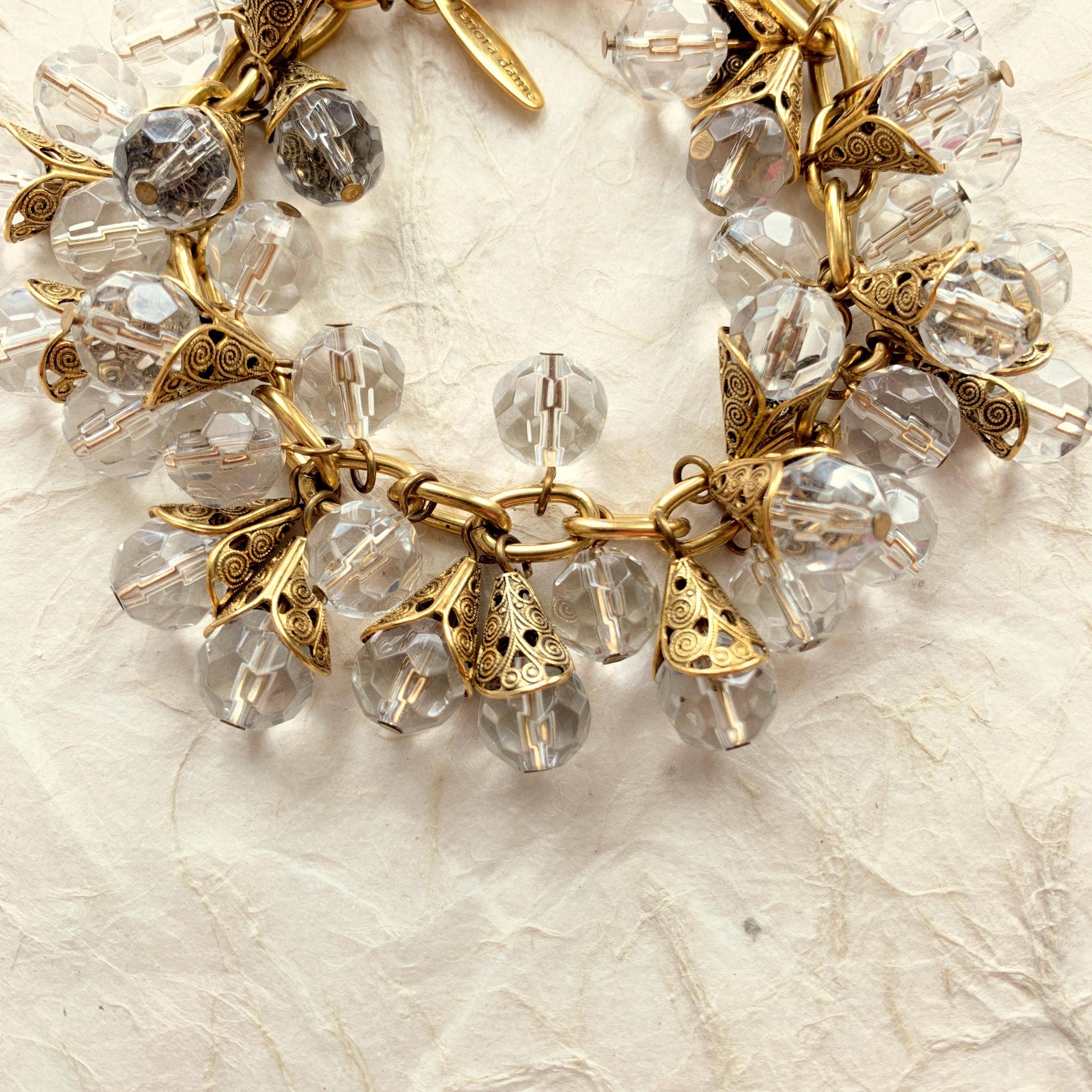Filigree Bead Cap Lucite Charm Bracelet