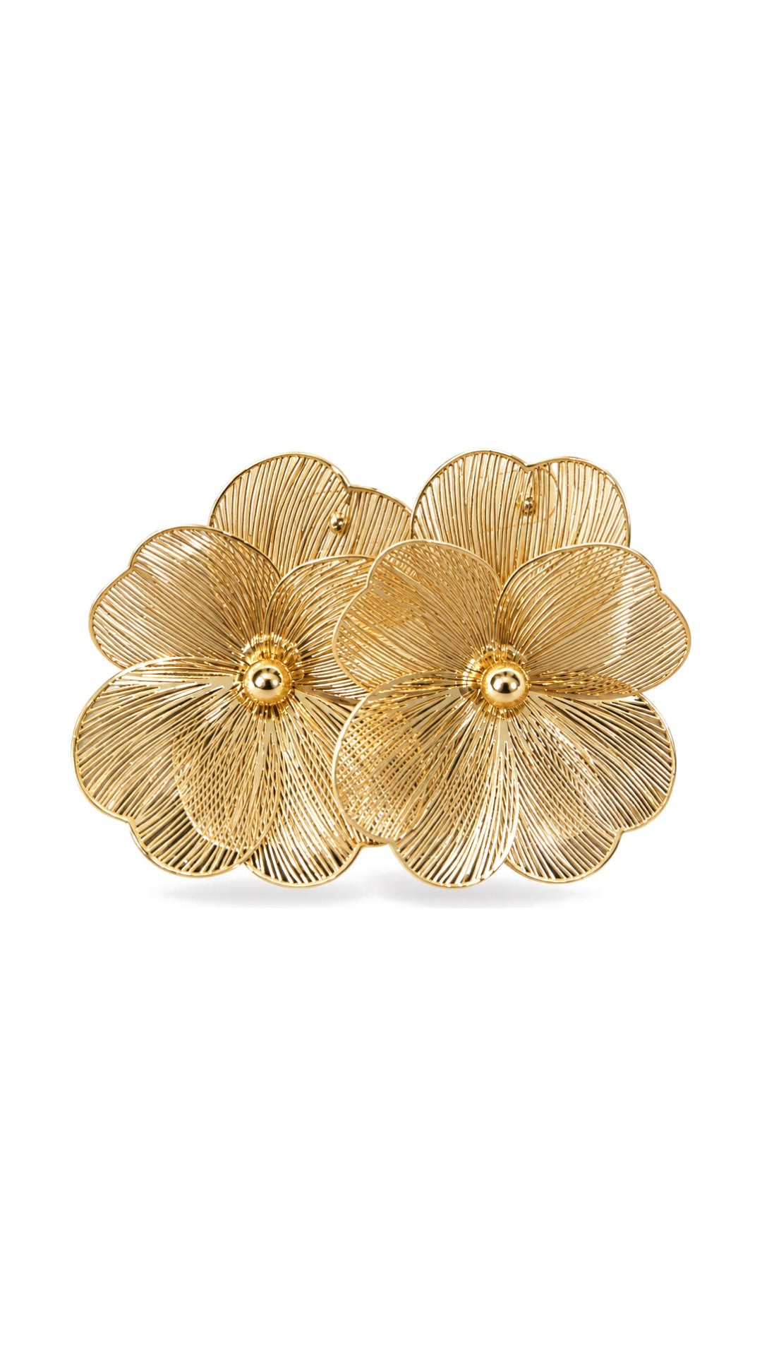 SW Trading Textured Gold Flower Earrings, gold, textured gold-tone petals, front view