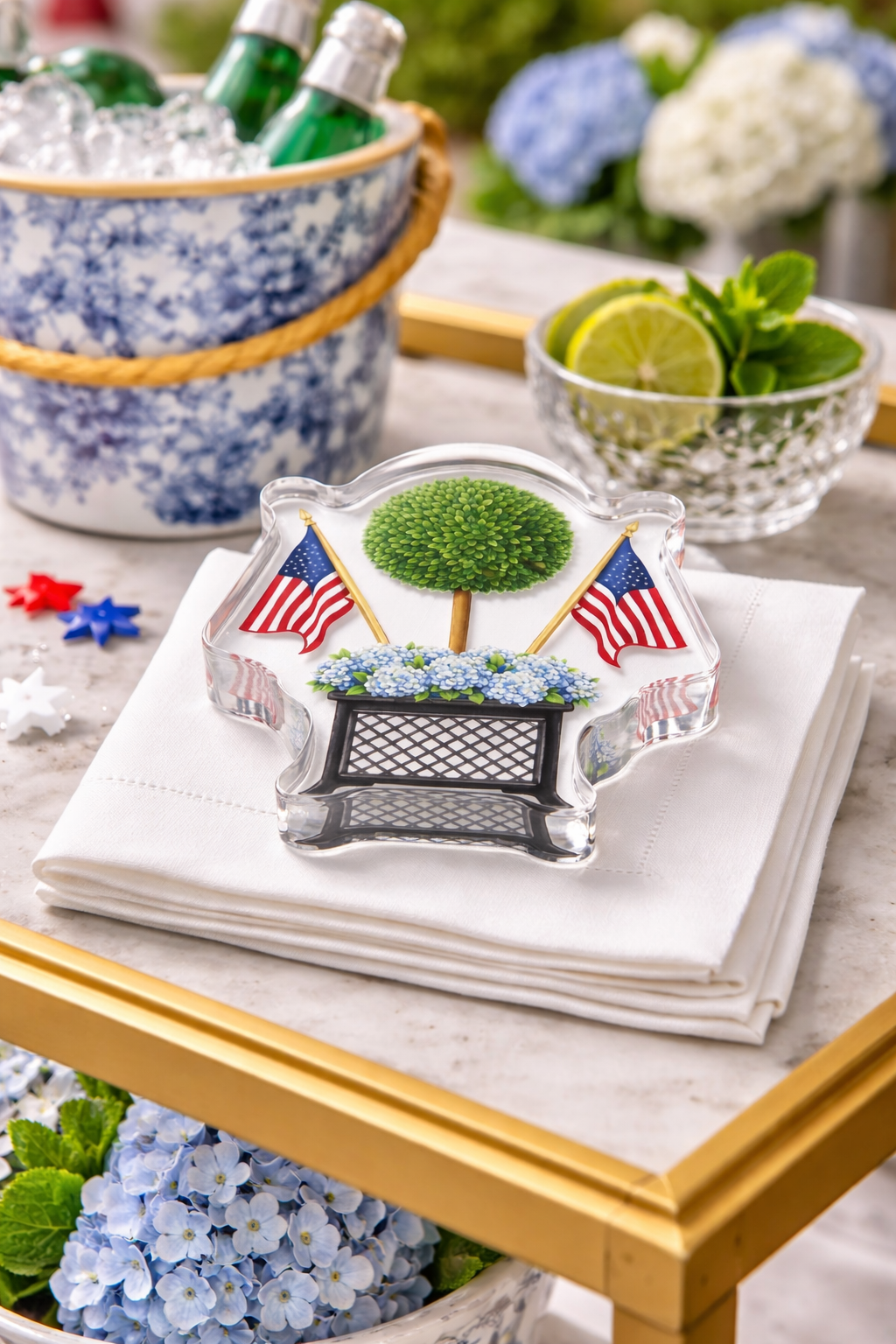 Acrylic Napkin Weight, Americana