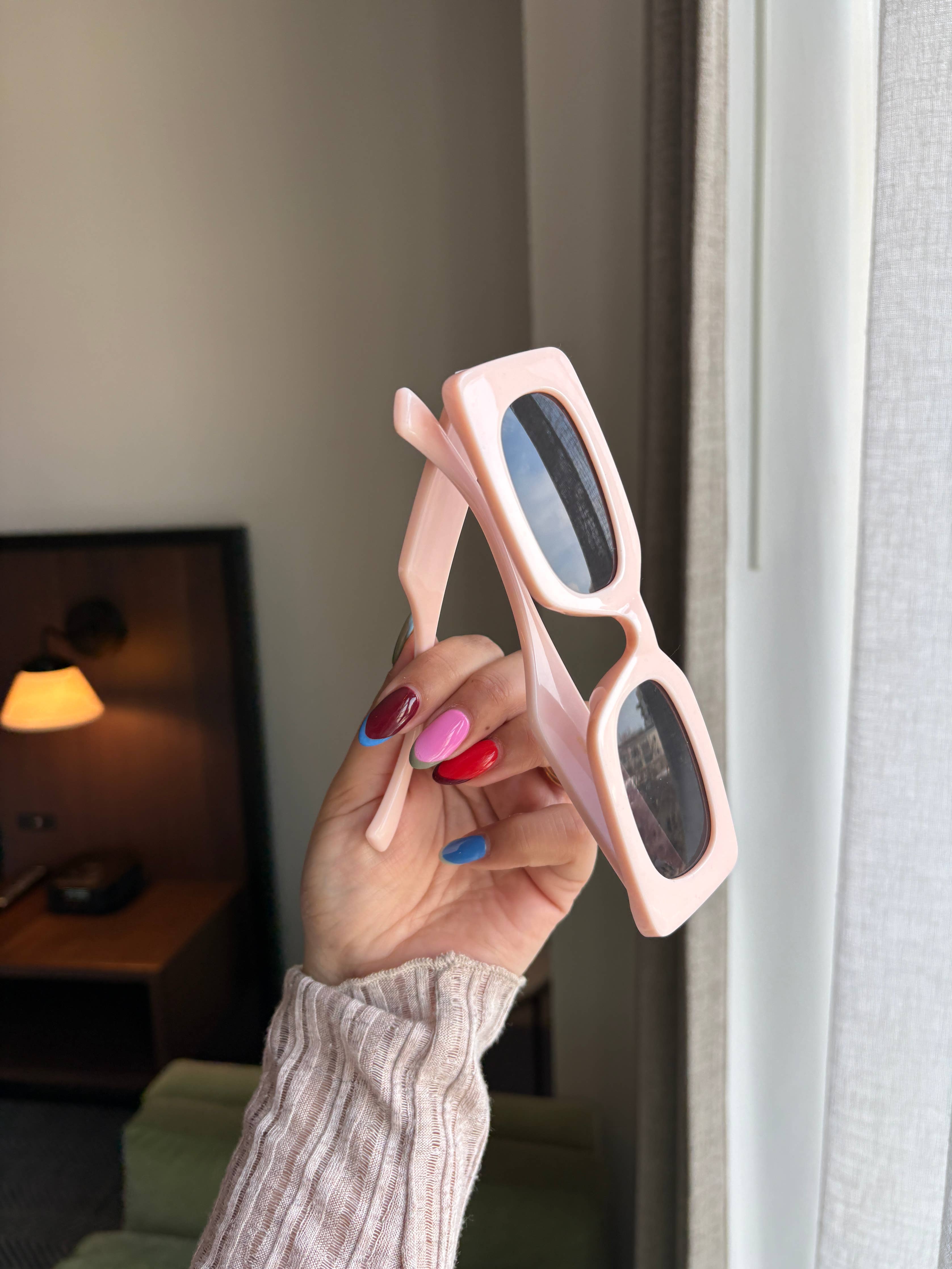 Blush Rectangle Sunglasses
