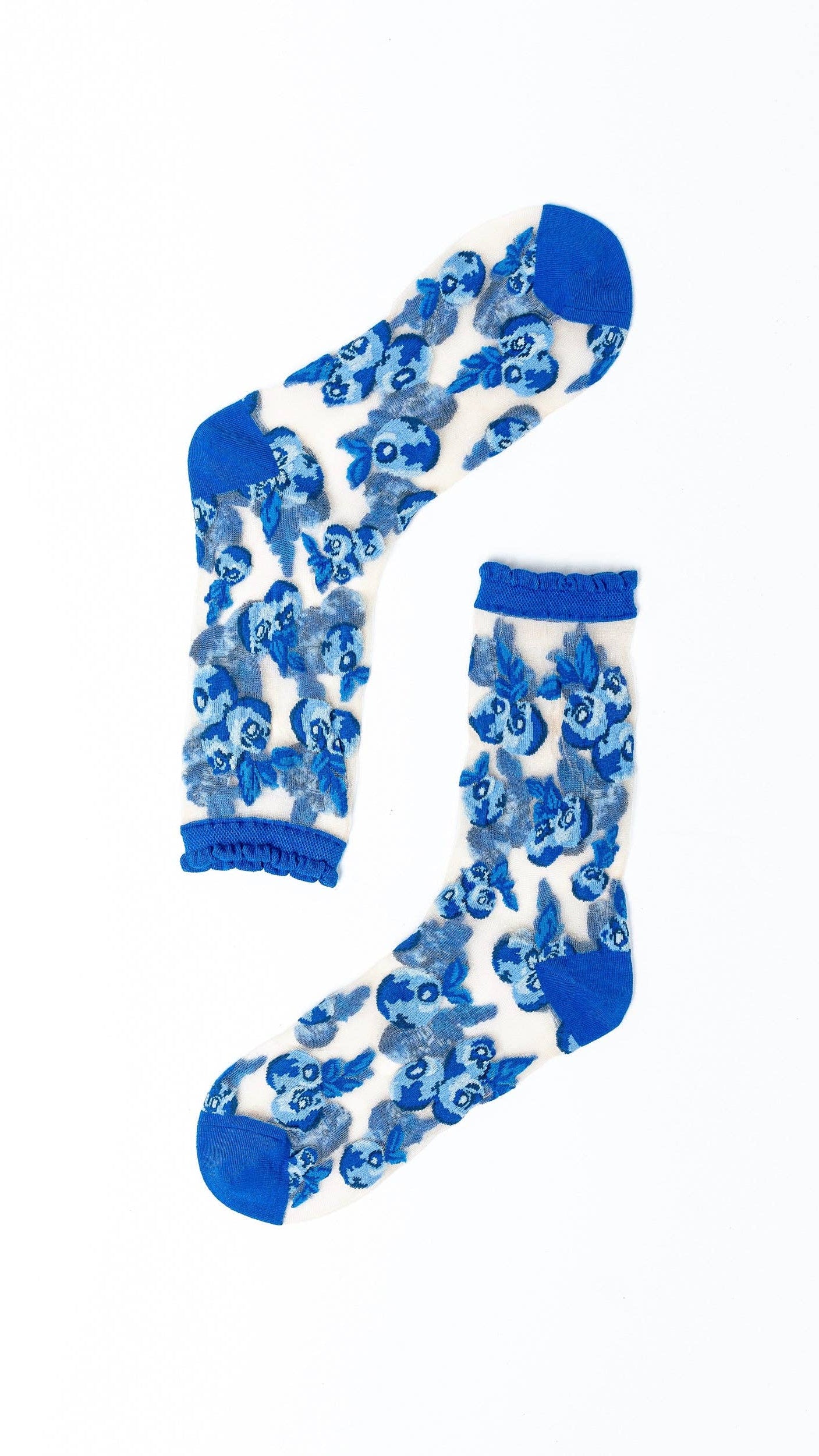 Blueberry Ruffle Sheer Crew Sock