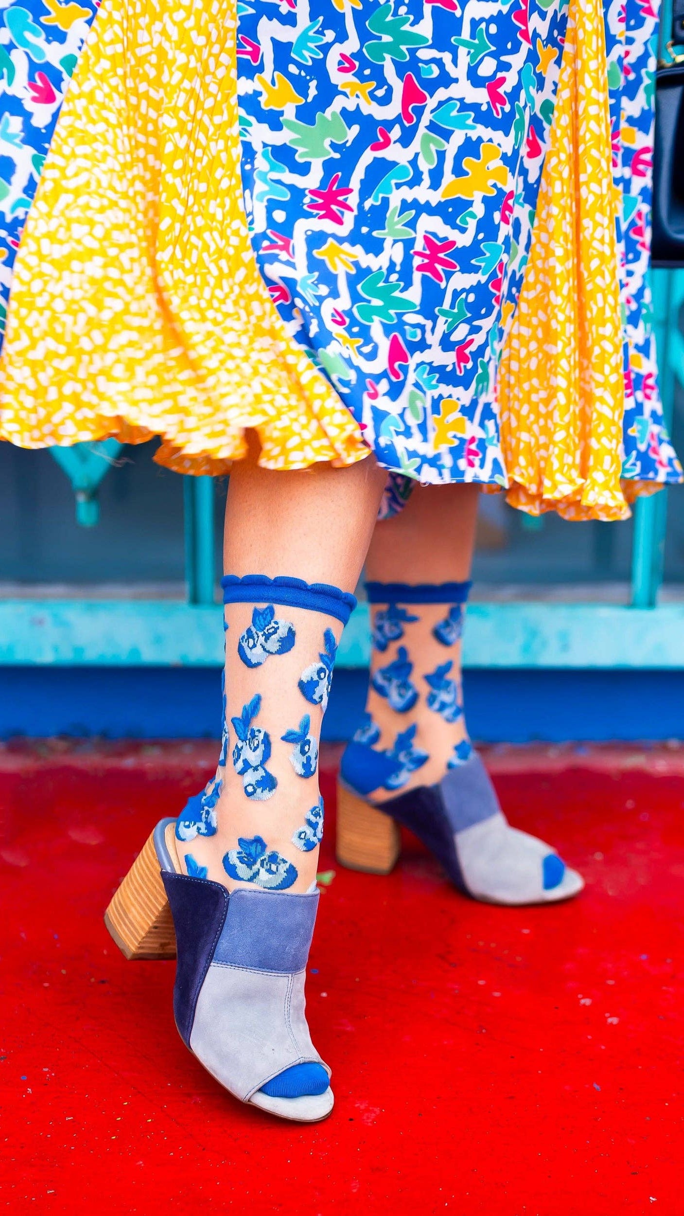 Blueberry Ruffle Sheer Crew Sock