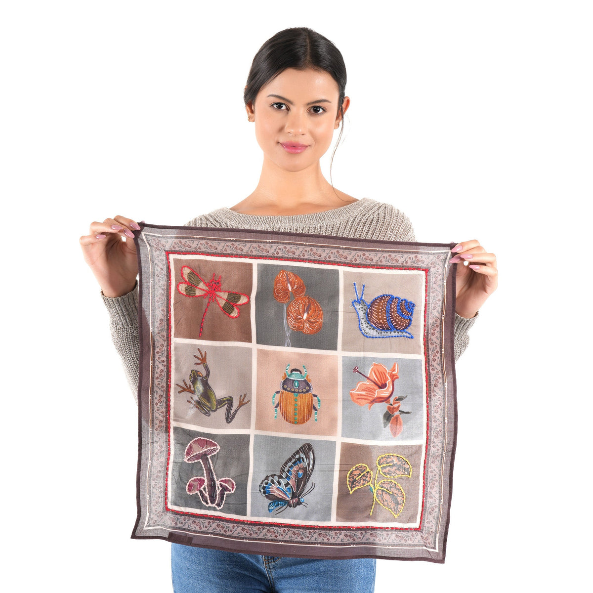 Curious Botanist embroidered cotton bandana