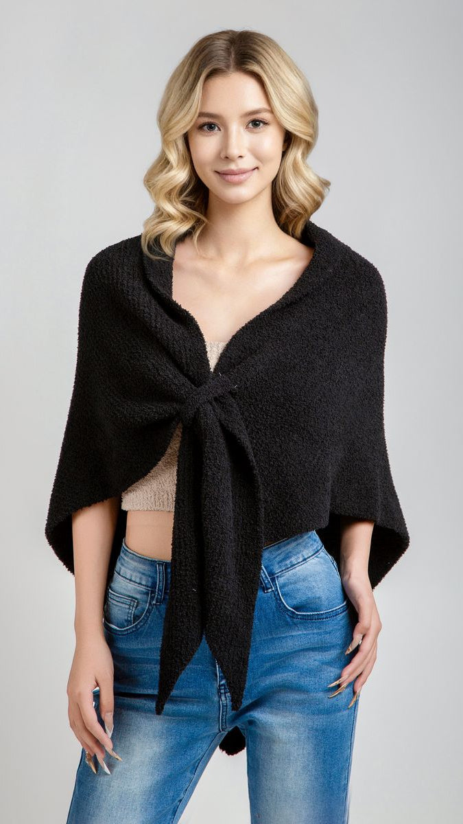 Black Solid Shoulder Wrap/Shawl