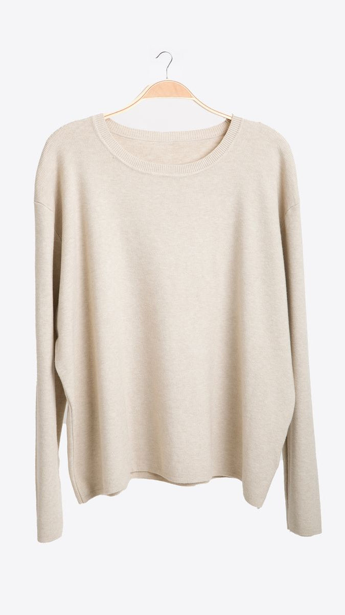 Beige Solid Long Sleeve Loungewear Top