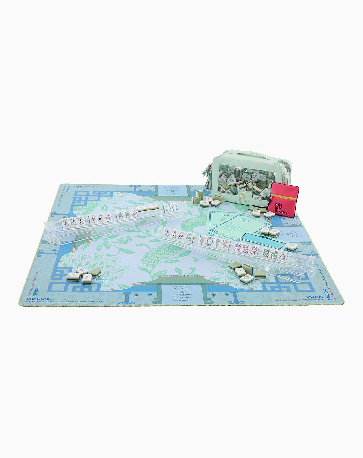 Board game set with map and pieces on a white background