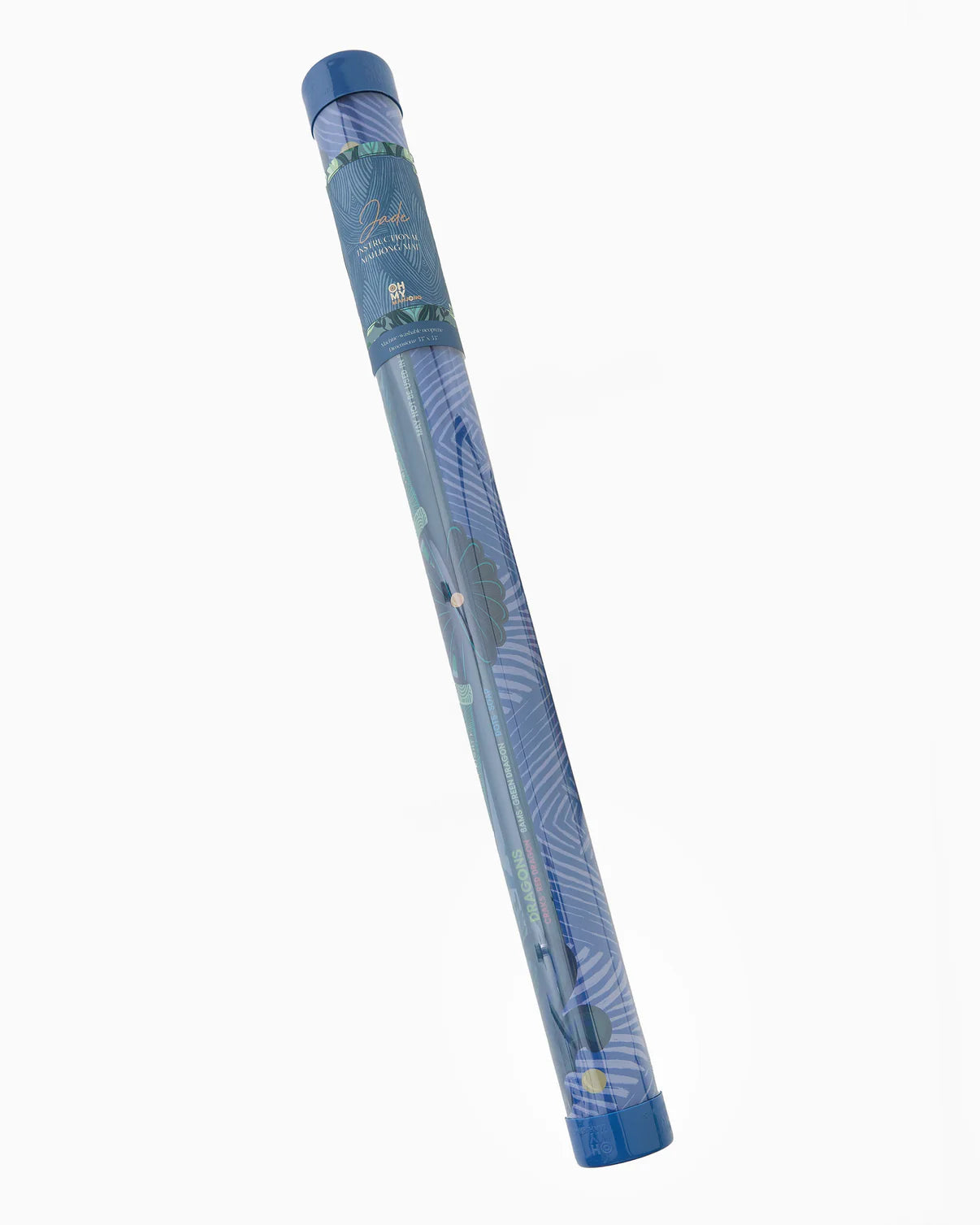 Blue pen with decorative design on a white background