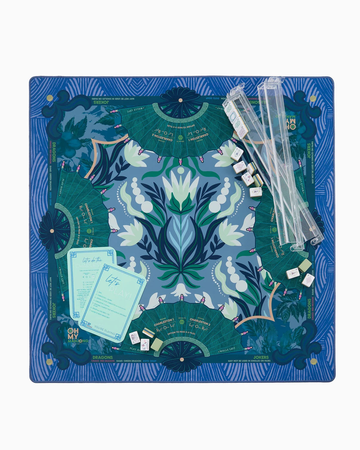 Decorative mat with intricate designs and measurements on a white background