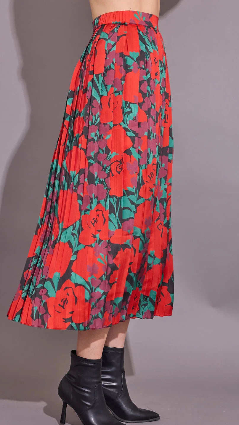 McNeil Pleated Floral Skirt