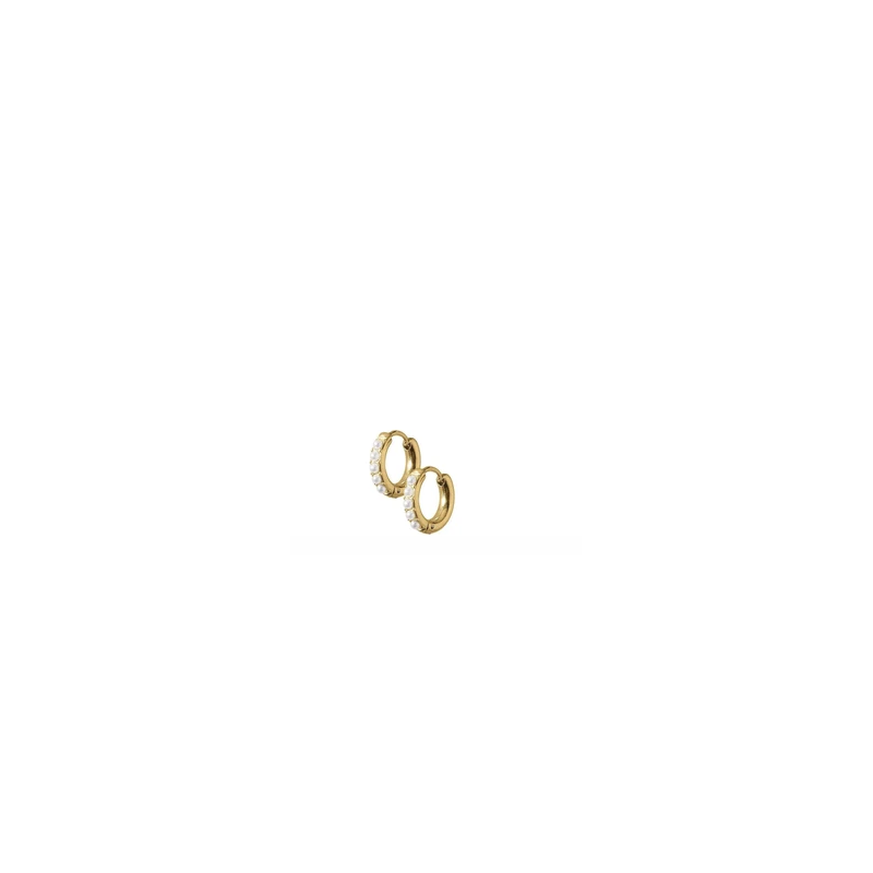 Huggie Earrings/Scarlett Hoop Gold 8mm Pearl - LINNY CO