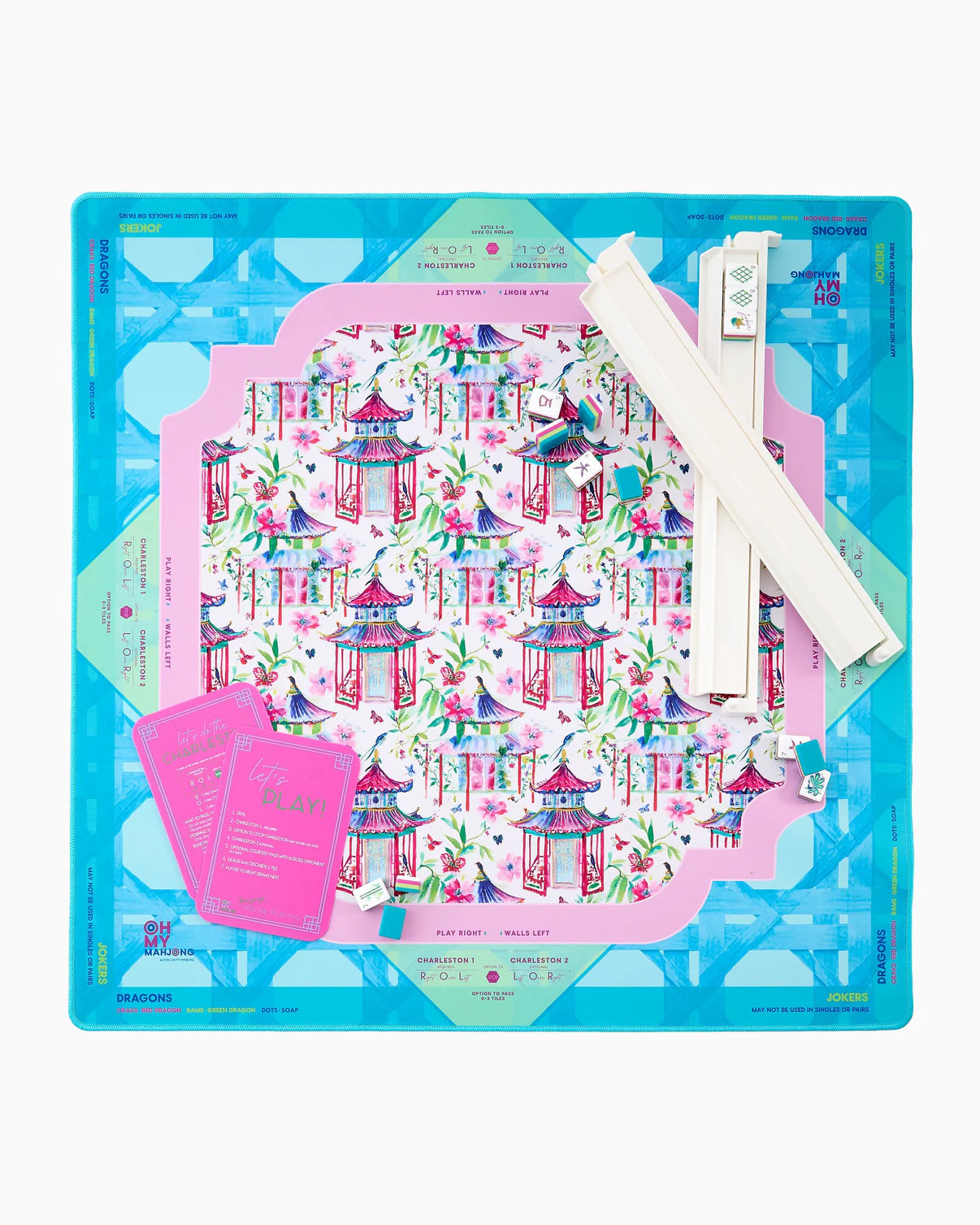 Design set with templates and ruler on a blue background