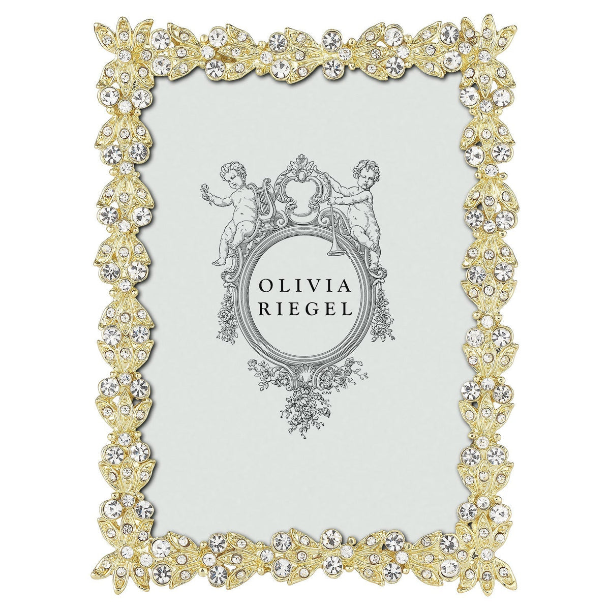 Olivia Riegel Victoria 2.5x3.5 Picture Frame in Gold crystal pewter, front view