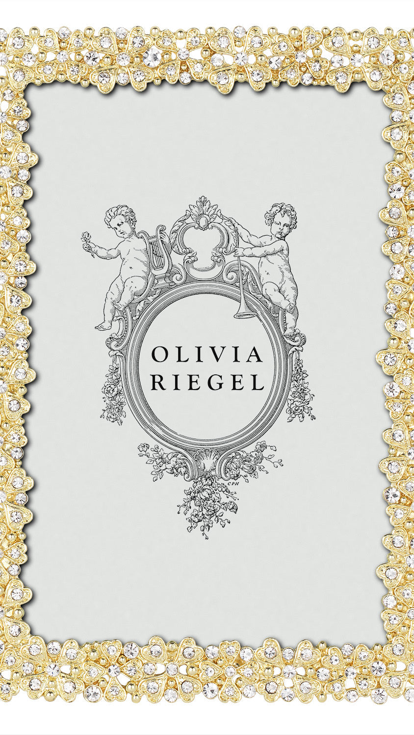 Olivia Riegel Evie 4x6 Picture Frame in Gold crystal pewter, front view