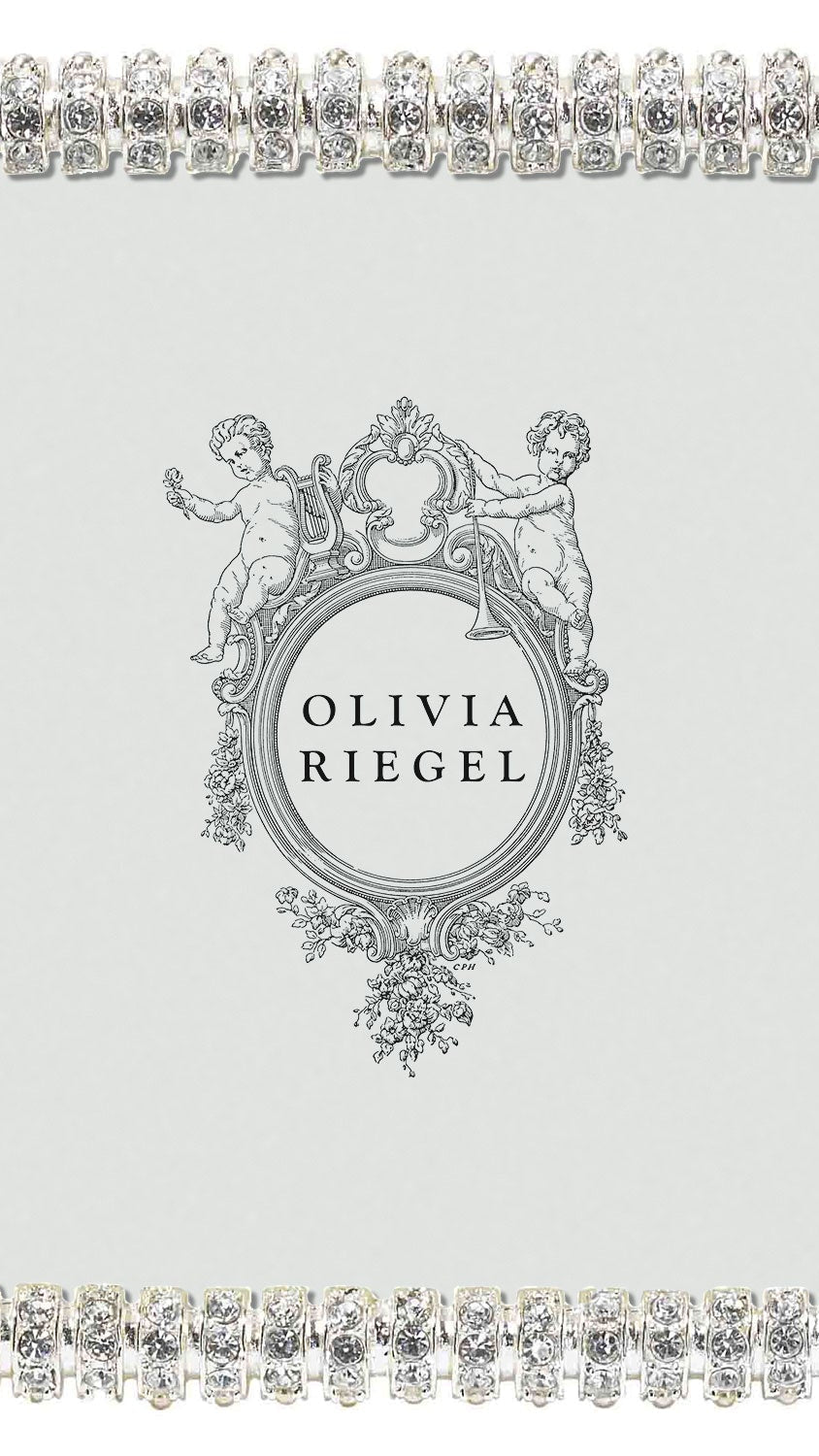 Olivia Riegel Crystal Chelsea 4x4 Picture Frame in Silver channel-set crystal pewter, front view