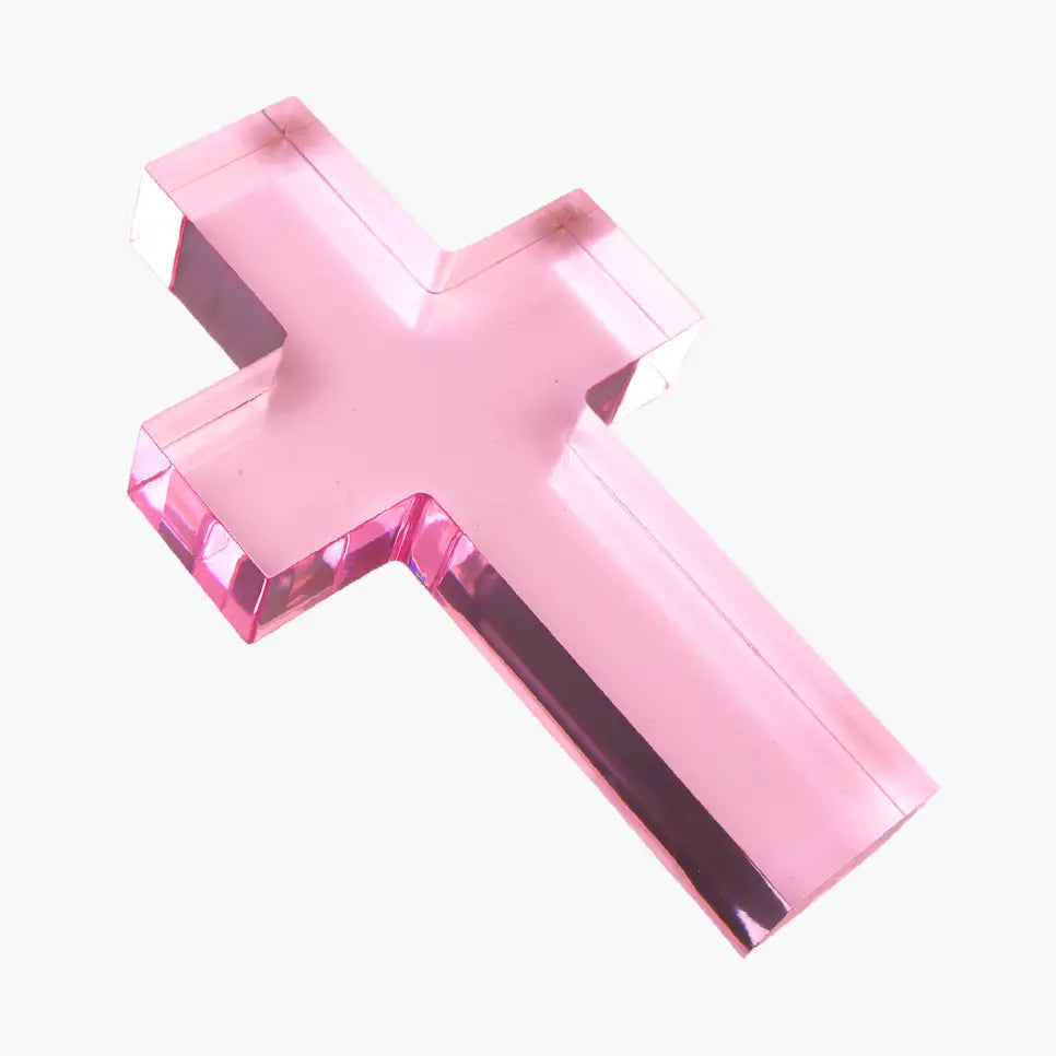 Pink Large Cross Acrylic Weight