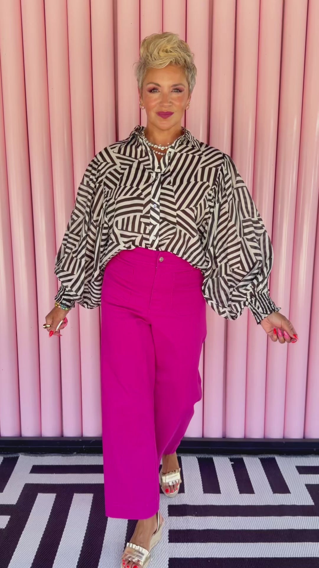 Magenta Wide Leg Pants | Soft Washed Stretch Cotton Trousers | The
