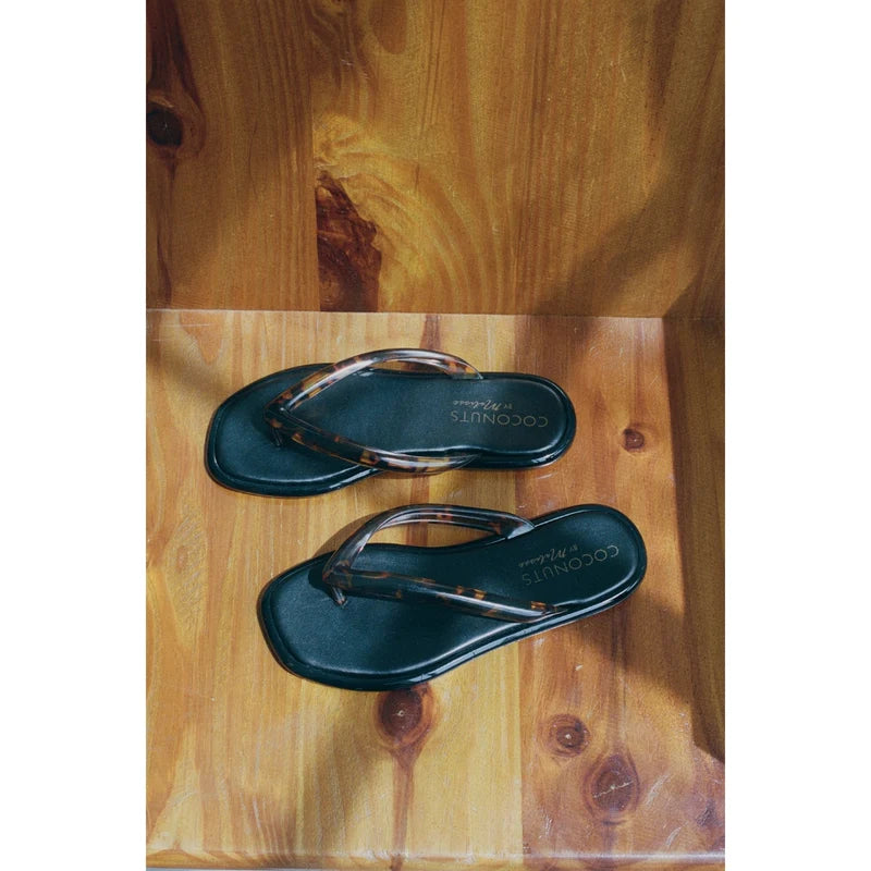 Mermaid flip flop in tortoiseshell shown on model - styled view - BLVD Boutik