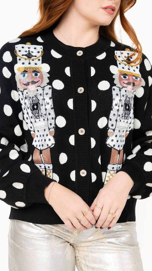 Black Polka Dot Nutcracker Cardigan