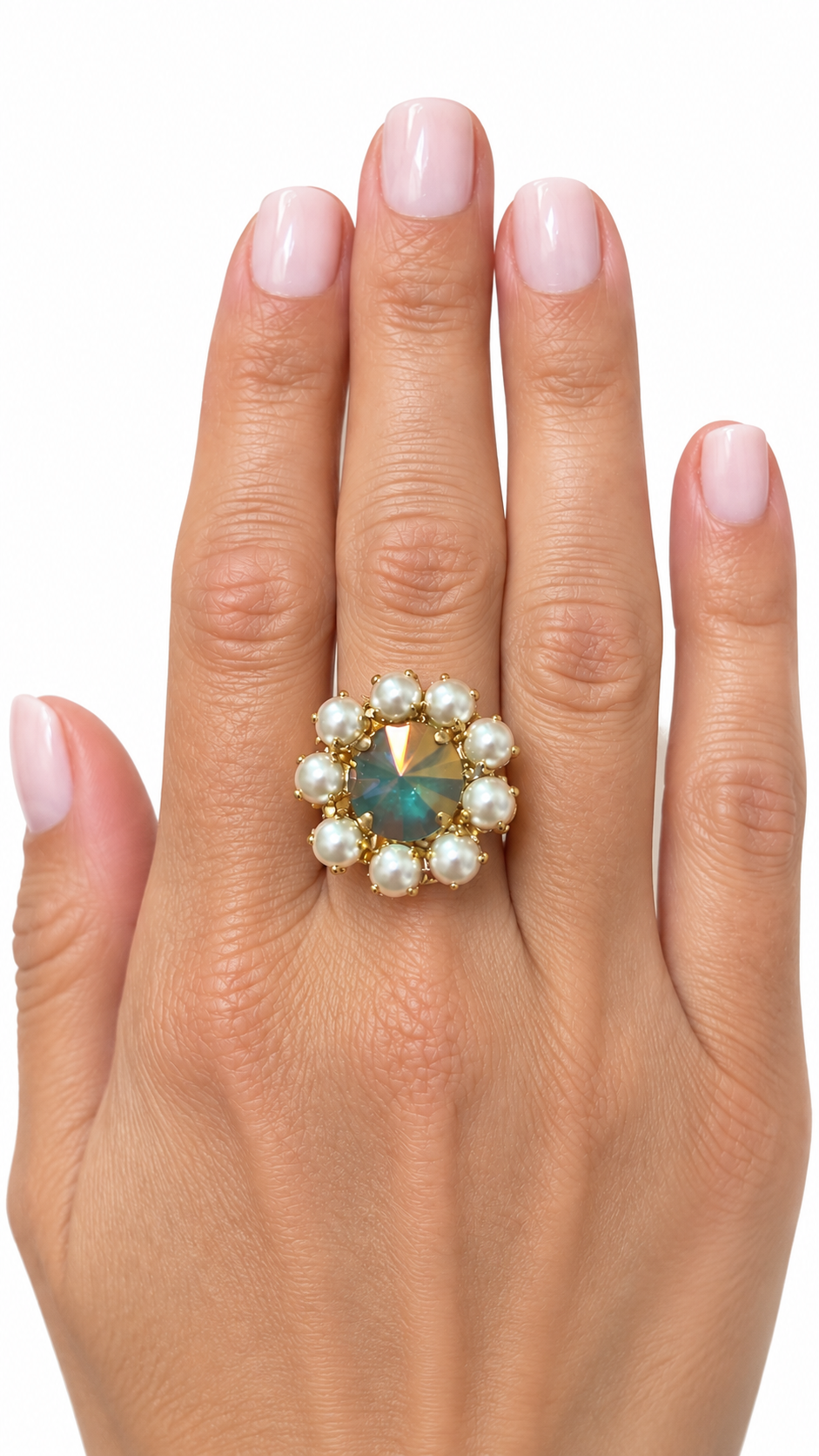 Twiggy Plus Ring in Agave Ignite & Pearls