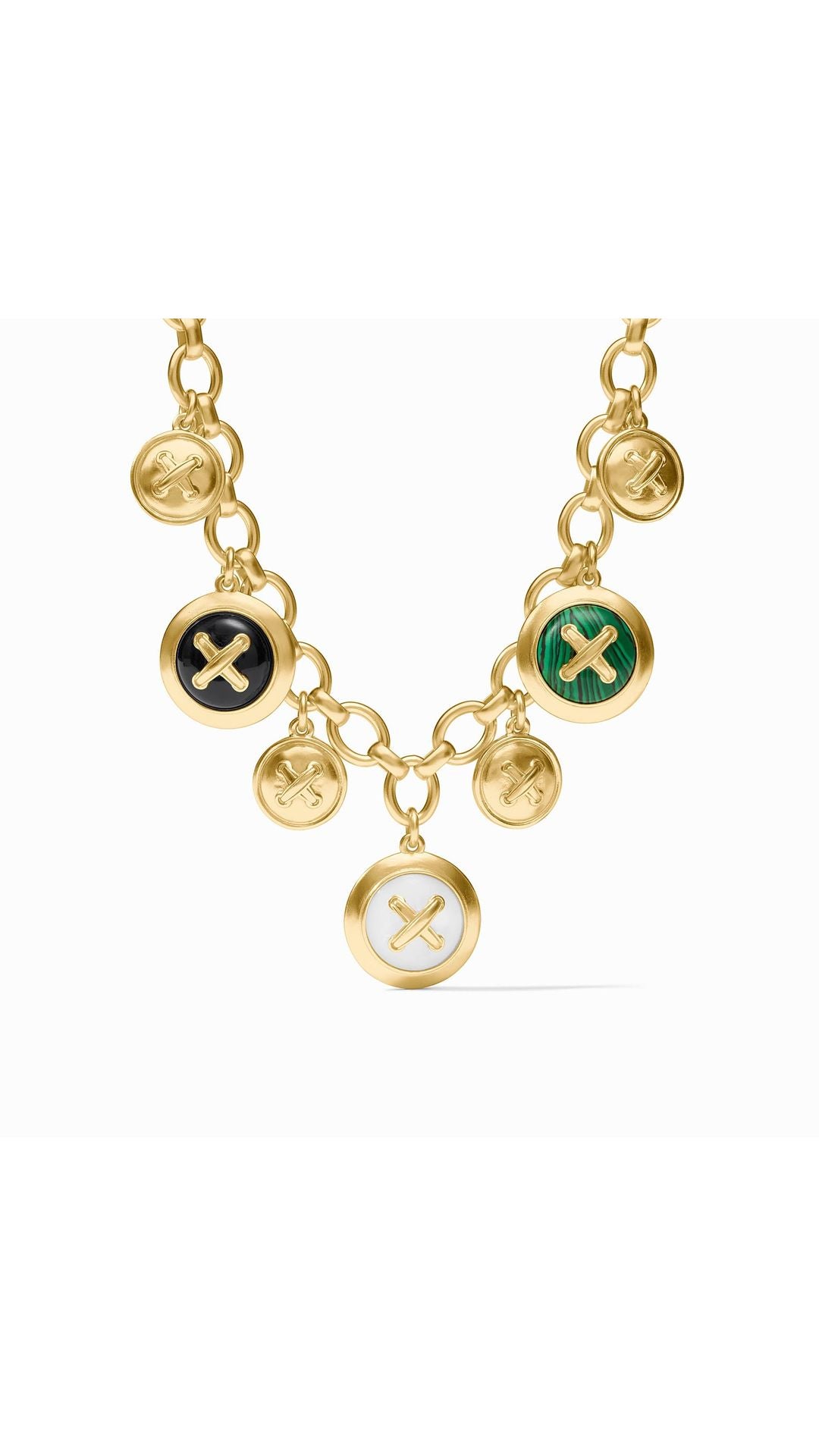 Julie Vos Essex Charm Necklace in Multi Stone - 24K gold plate