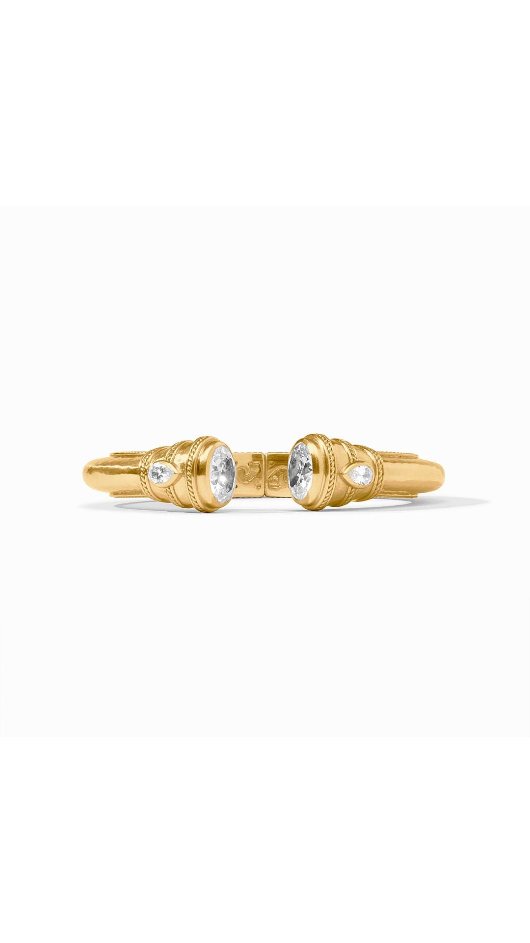 Julie Vos Cannes Demi Cuff in Cubic Zirconia - 24K gold plate hinged cuff