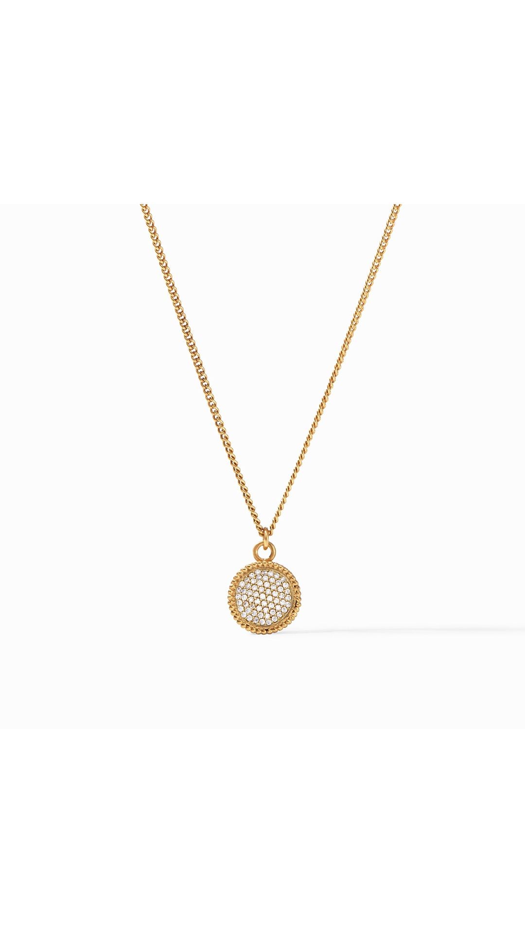 Julie Vos Fleur-de-Lis Solitaire Necklace in Cubic Zirconia - 24K gold plate pendant
