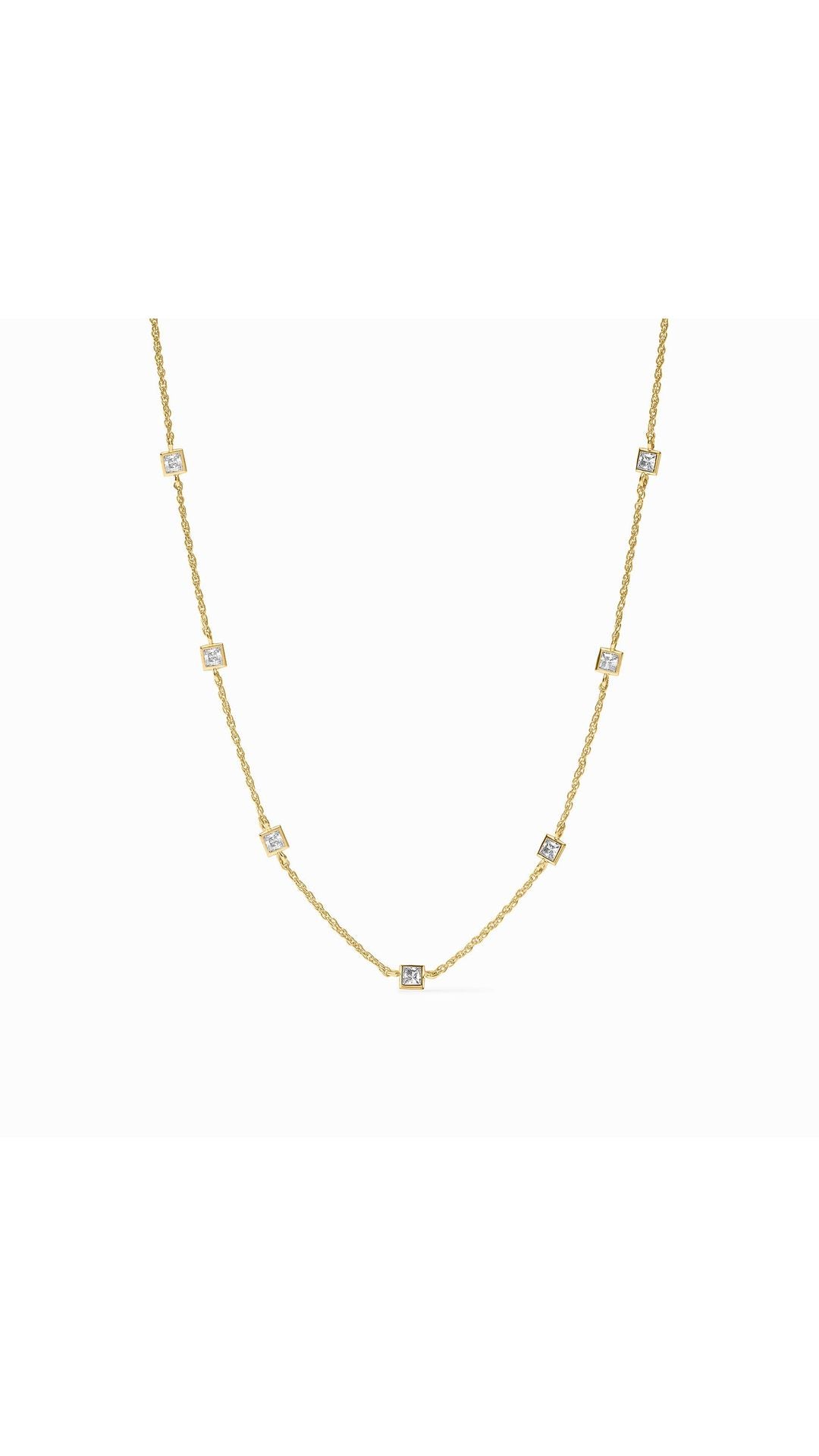 Julie Vos Jolie Delicate Station Necklace in Cubic Zirconia - 24K gold plate