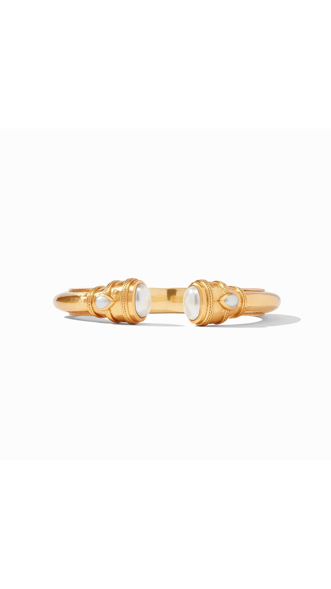 Julie Vos Cannes Demi Cuff in Pearl - 24K gold plate hinged cuff