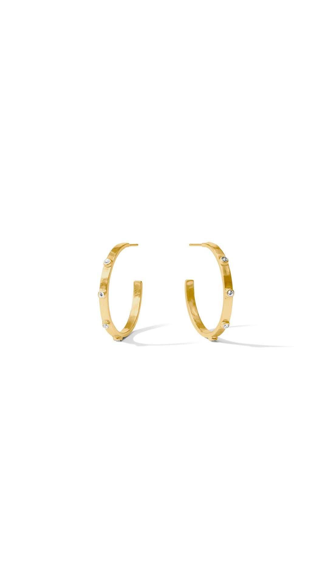 Julie Vos Crescent Stone Hoop in Cubic Zirconia - 24K gold plate