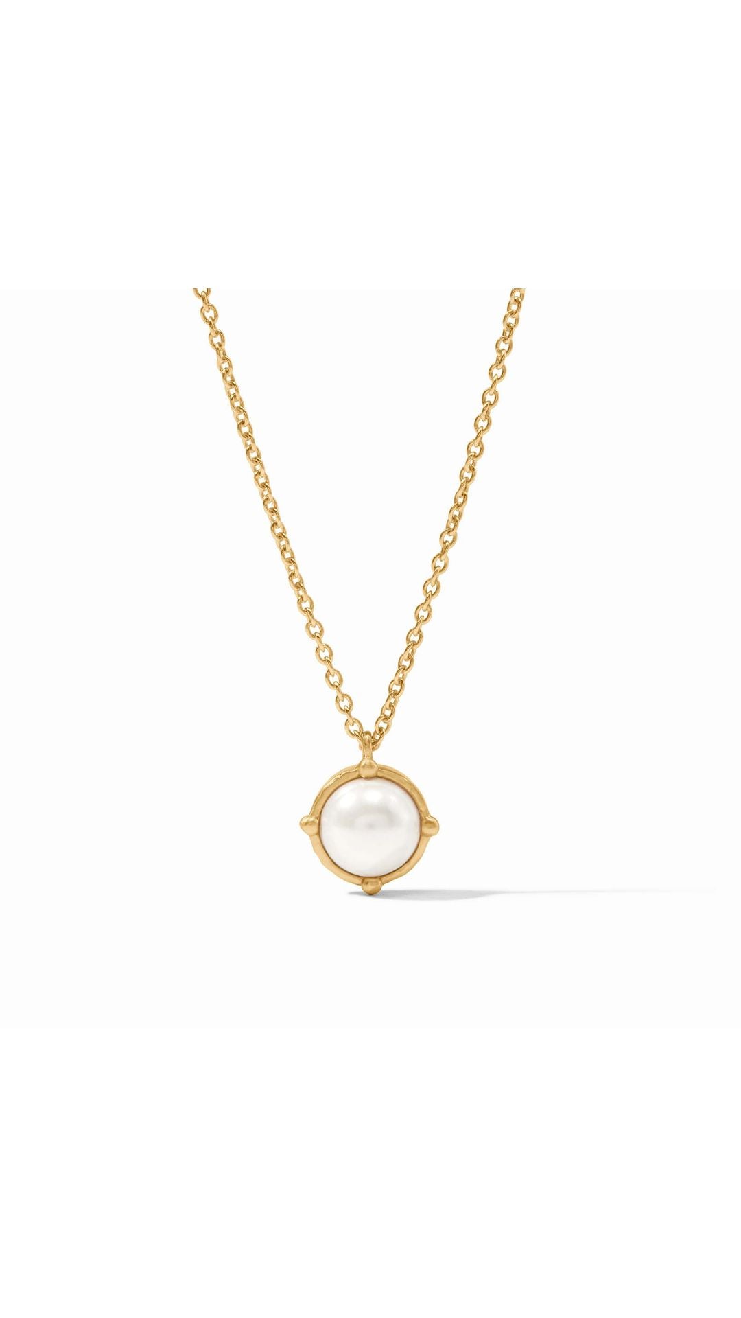 Julie Vos Honeybee Solitaire Necklace in Pearl - 24K gold plate pendant