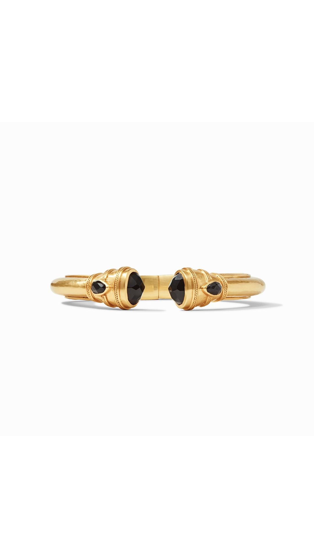Julie Vos Cannes Demi Cuff in Obsidian Black - 24K gold plate hinged cuff