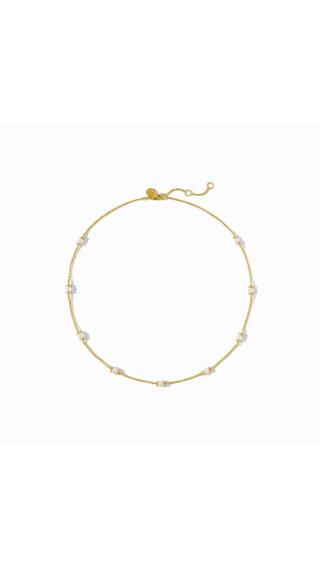 Julie Vos Hydra Delicate Station Necklace in Pearl - overhead