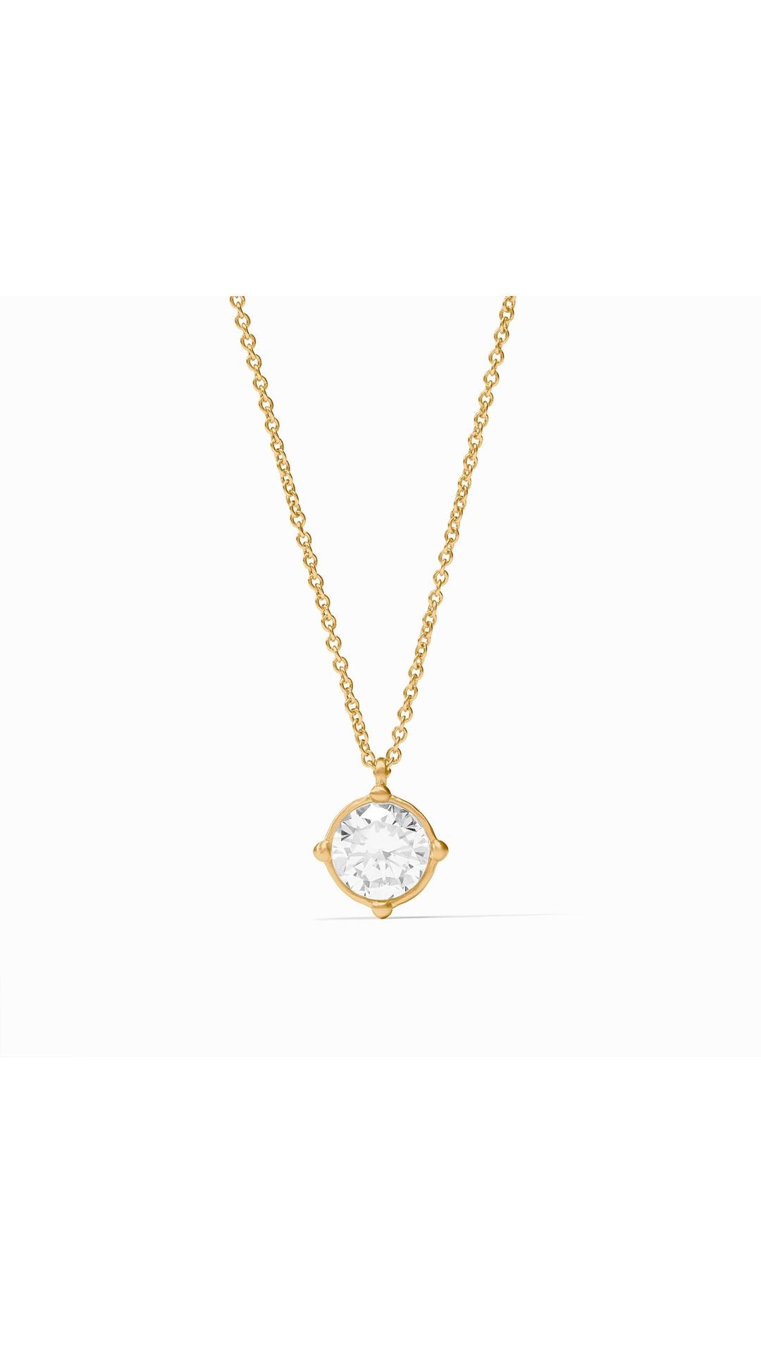 Julie Vos Honeybee Solitaire Necklace in Cubic Zirconia - 24K gold plate pendant
