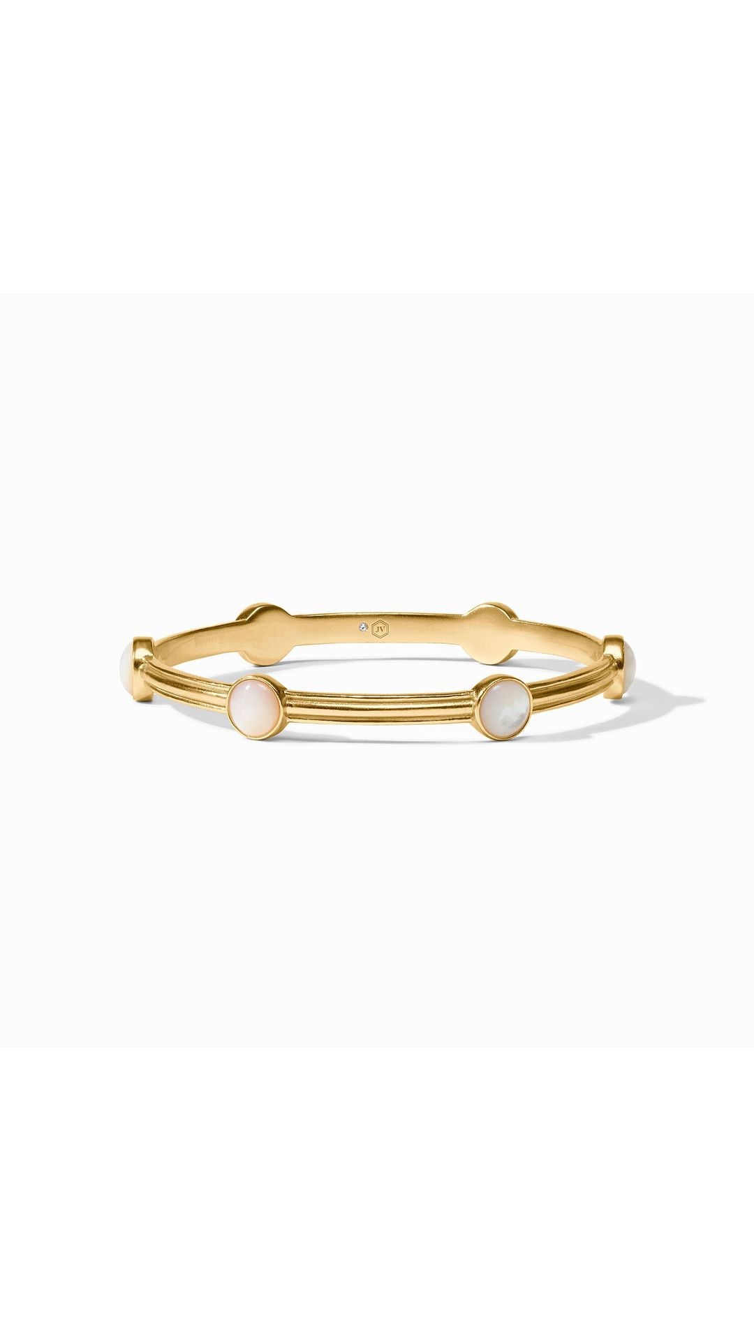 Julie Vos Essex Stone Bangle in Mother of Pearl - 24K gold plate