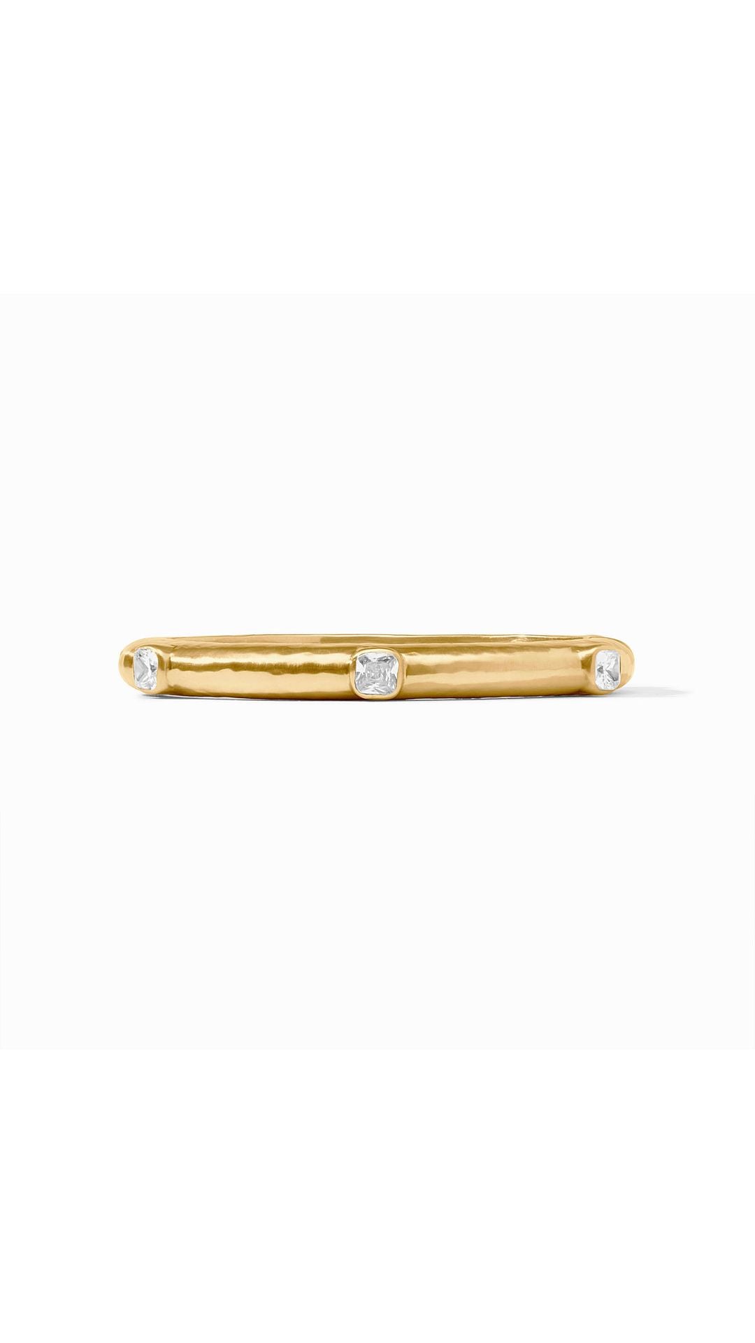 Julie Vos Catalina Hinge Bangle in Cubic Zirconia - 24K gold plate, rose-cut stone stations