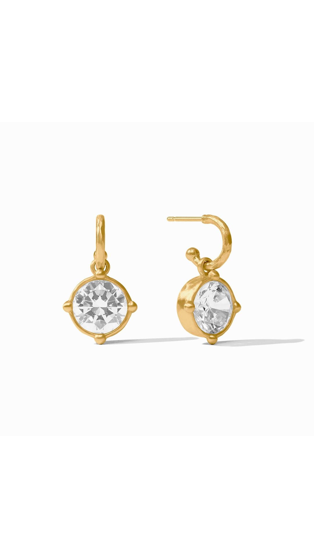 Julie Vos Honeybee Hoop & Charm Earring in Cubic Zirconia - 24K gold plate