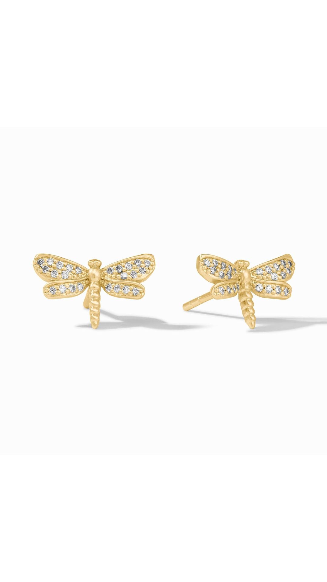 Julie Vos Dragonfly Pave Stud in Cubic Zirconia - 24K gold plate