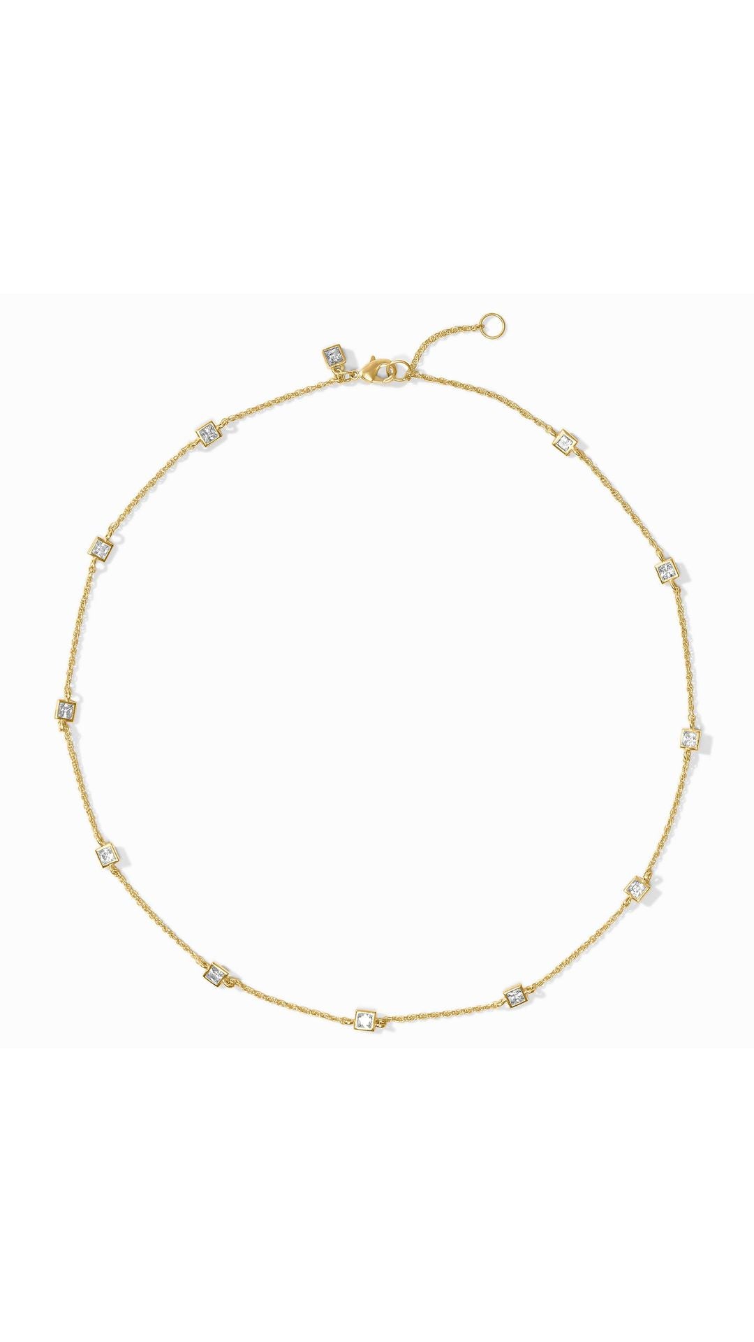 Julie Vos Jolie Delicate Station Necklace in Cubic Zirconia - overhead