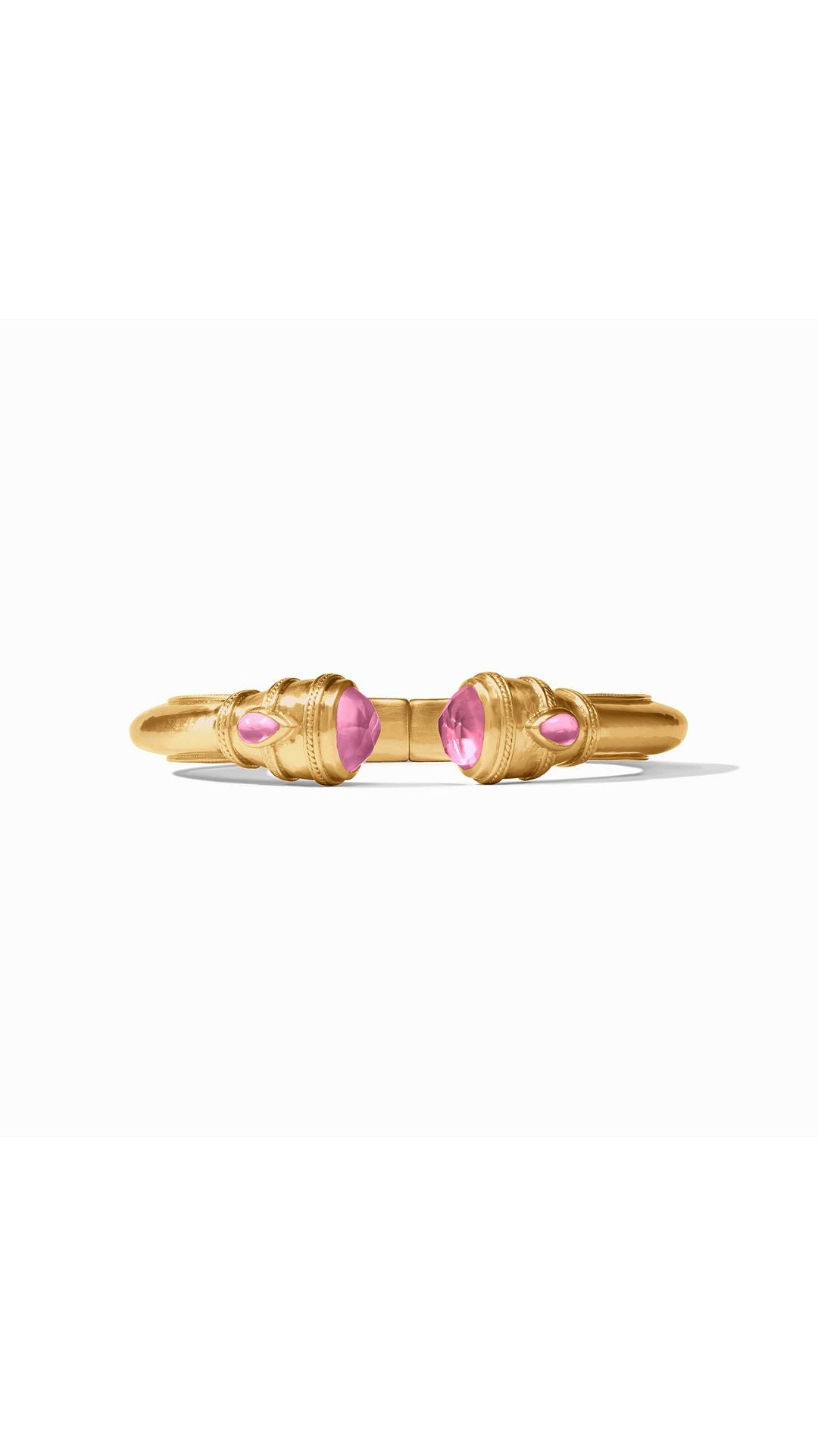 Julie Vos Cannes Demi Cuff in Iridescent Tourmaline Pink - 24K gold plate hinged cuff